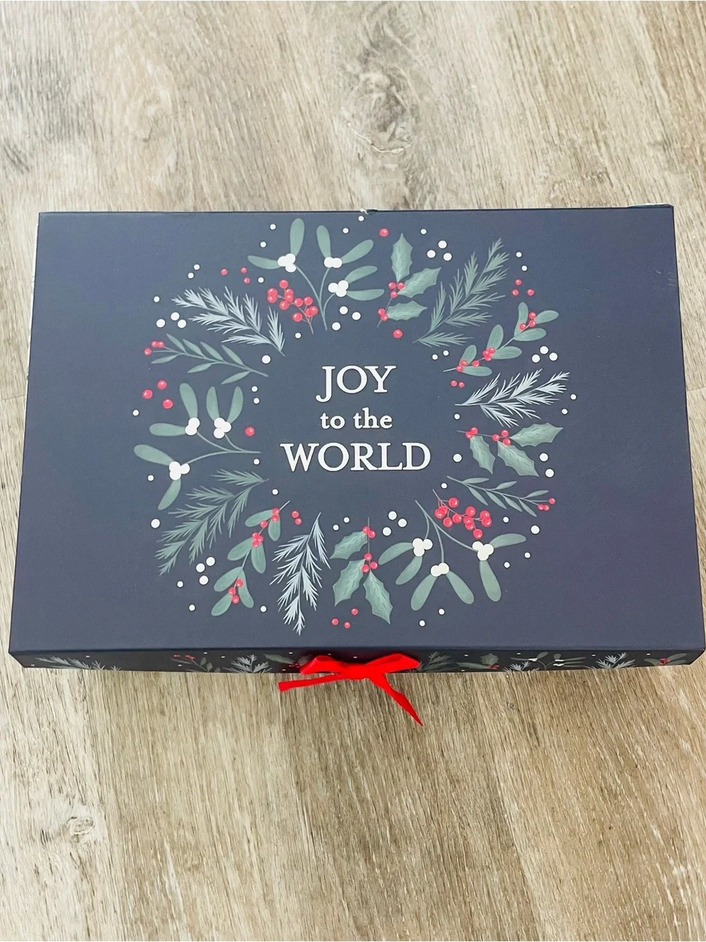 Joy to the World Holiday Gift Box - Navy and Red